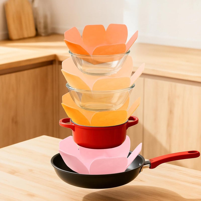 Notoke 12 PCS Pot and Pan Protectors, 4 Colors & 3 Sizes Thicker Felt Pan Protector Pads, Pot Separators for Stacking, Anti-Slip Dividers to Protect Glass Ceramic Plates Cookware from Scratching - Image 5